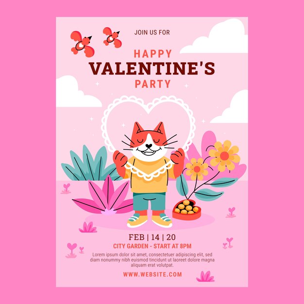 Hand drawn valentine's day vertical poster template