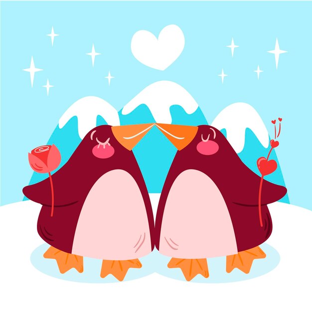 Free vector hand drawn valentines day animal couple