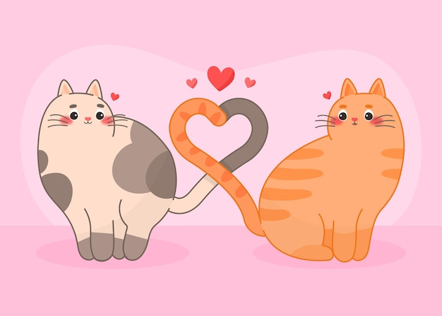 Hand drawn valentines day animal couple