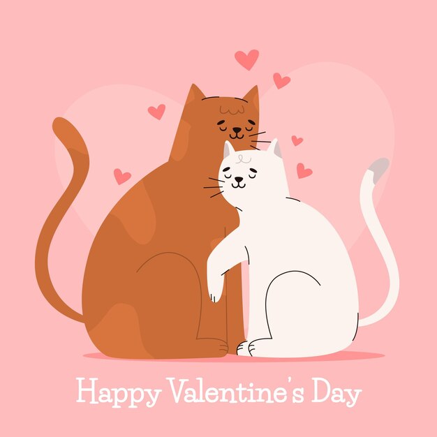 Hand drawn valentines day animal couple