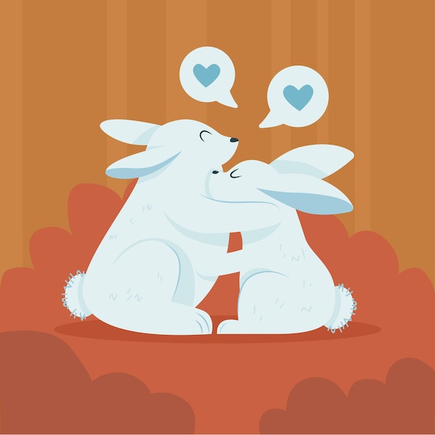 Free Vector hand drawn valentines day animal couple