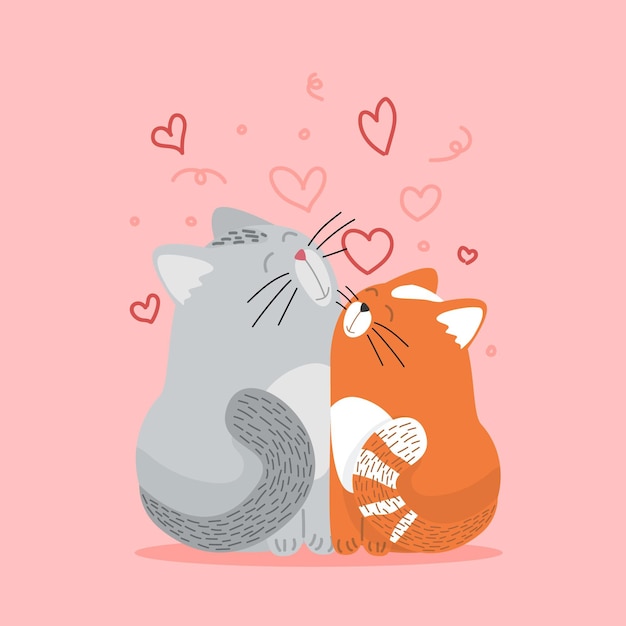 Free Vector hand drawn valentines day animal couple