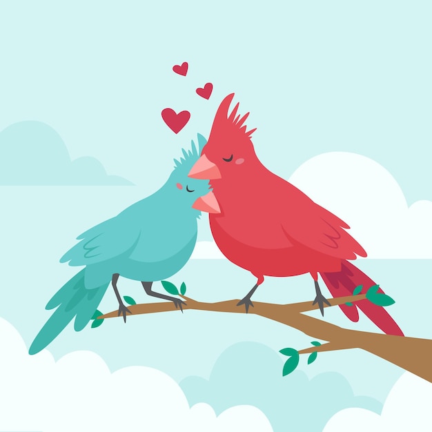 Free Vector hand drawn valentines day animal couple