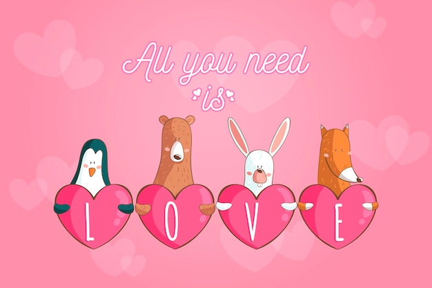 Free Vector hand drawn valentines day background