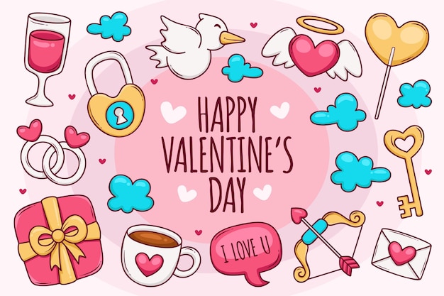 Hand drawn valentines day background