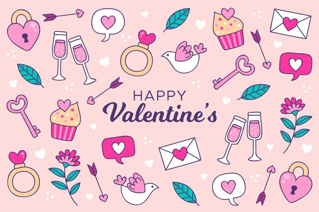 Hand drawn valentines day background