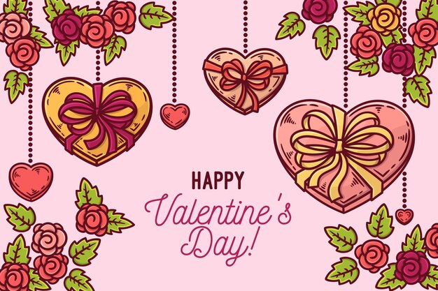 Hand drawn valentines day background