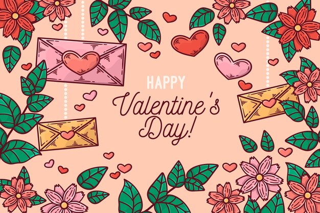 Hand drawn valentines day background