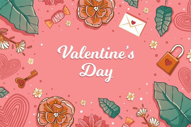 Hand drawn valentines day background