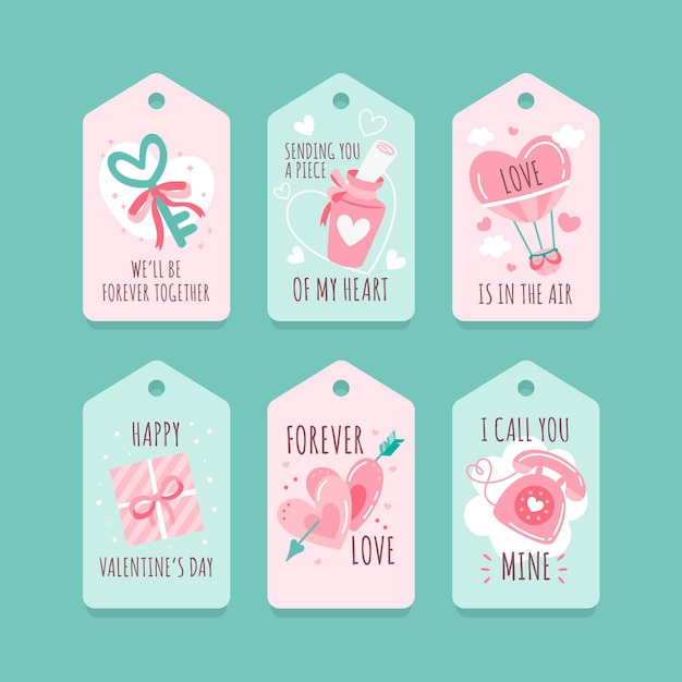 Hand drawn valentines day badge collection