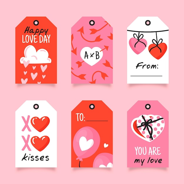 Hand drawn valentines day badge collection