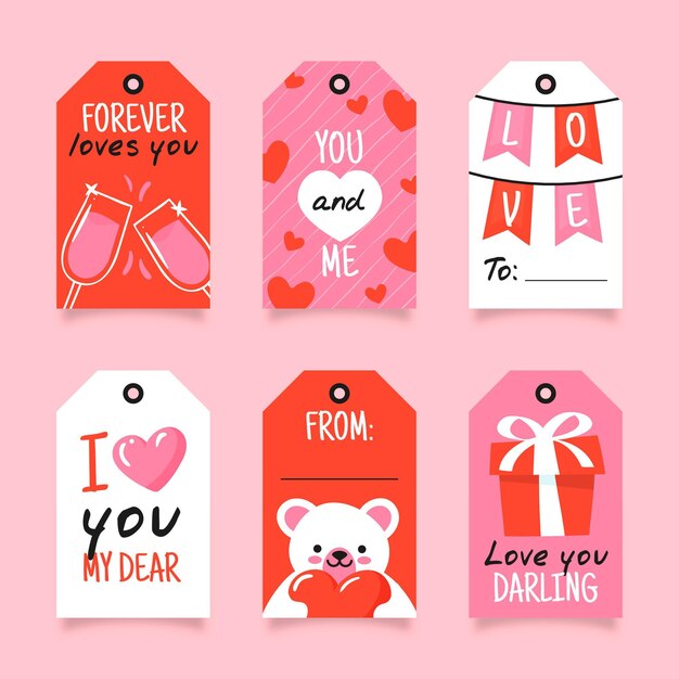 Hand drawn valentines day badge collection