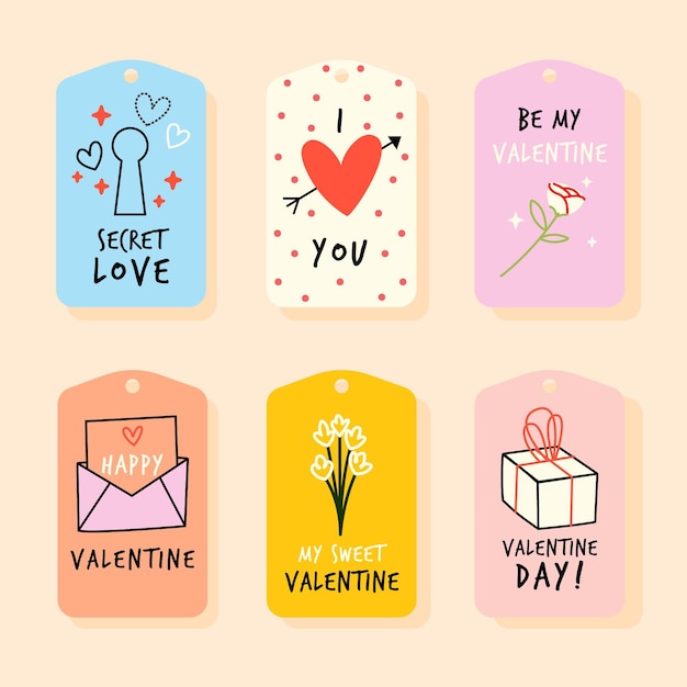 Hand drawn valentines day badge collection