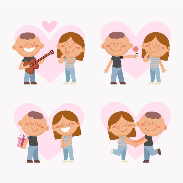 Free Vector hand drawn valentines day couple collection