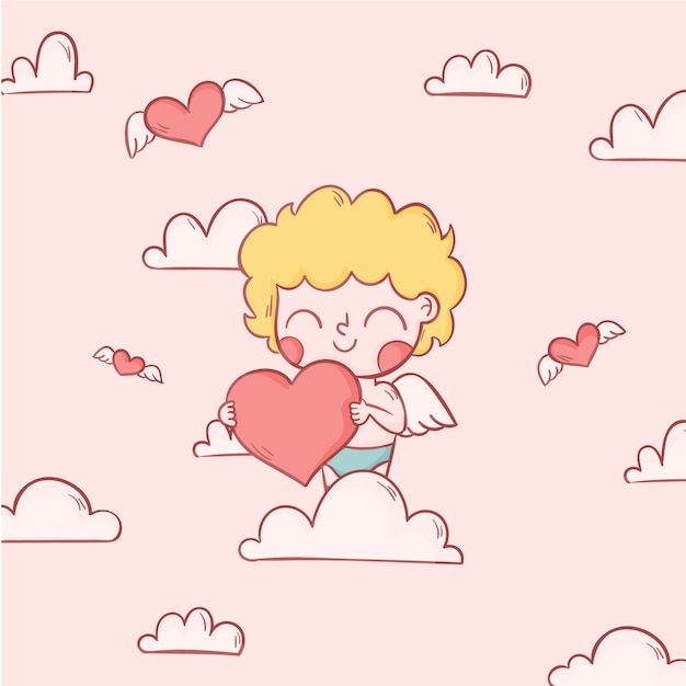 Free Vector hand drawn valentines day cupid illustration