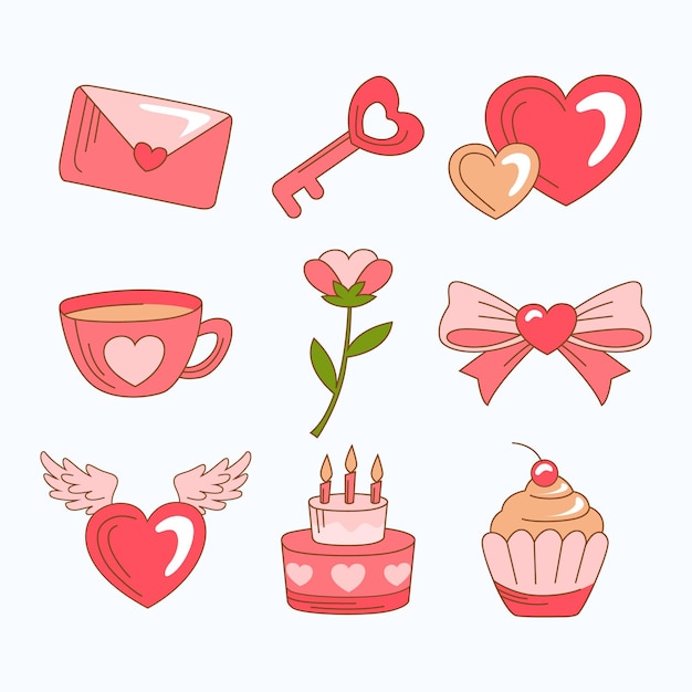 Free vector hand drawn valentines day element collection