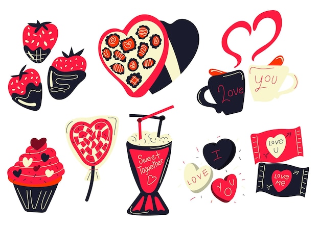 Hand drawn valentines day element collection