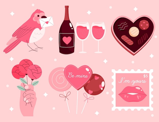 Free Vector hand drawn valentines day element collection