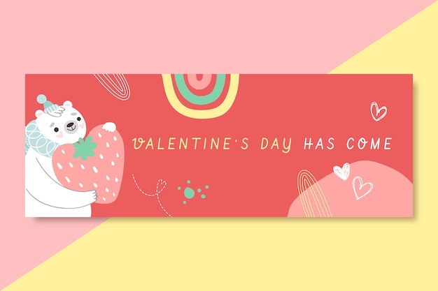 Hand drawn valentines day facebook cover template