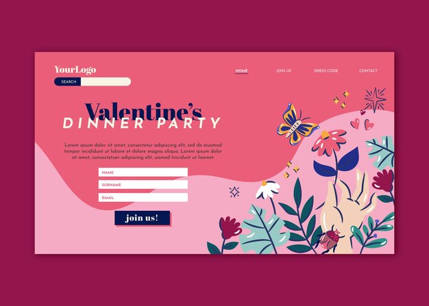 Hand Drawn Valentines Day landing page