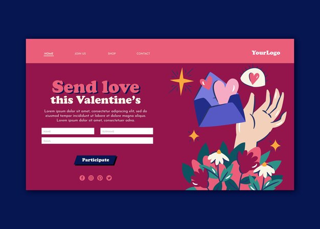 Hand Drawn Valentines Day landing page