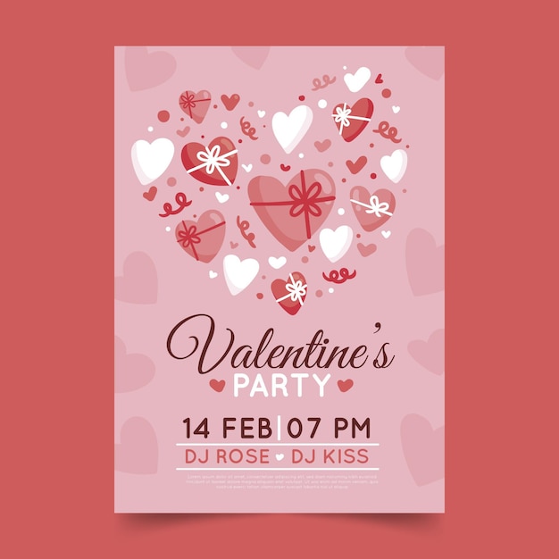 Hand drawn valentines day party poster template