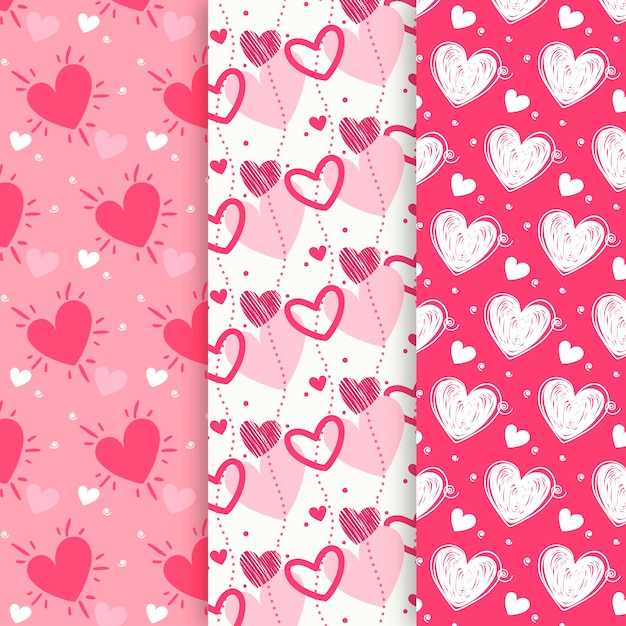 Hand drawn valentines day pattern collection