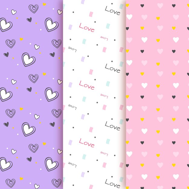 Hand drawn valentines day pattern collection