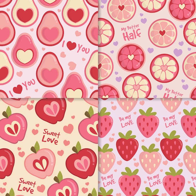 Hand drawn valentines day pattern collection