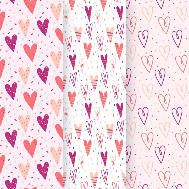 Hand drawn valentines day pattern collection