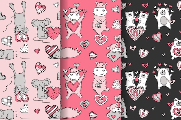 Free Vector hand drawn valentines day pattern collection