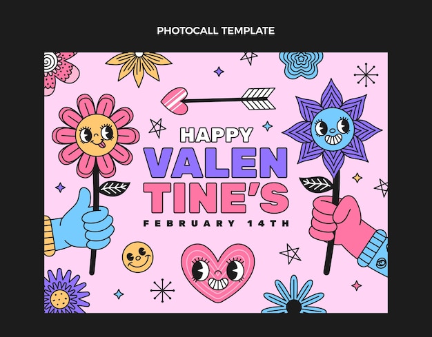 Hand drawn valentines day photocall template