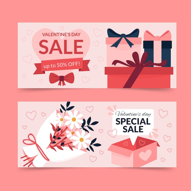 Hand drawn valentines day sale banners template