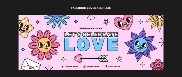 Hand drawn valentines day social media cover template