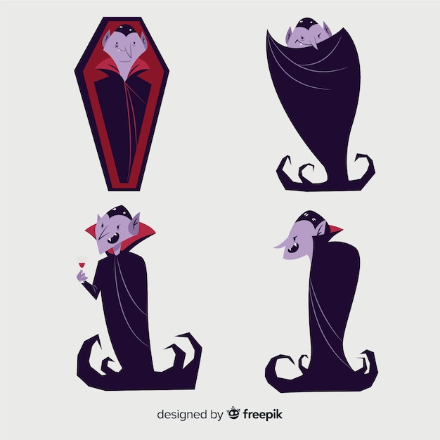 Free vector hand drawn vampire character collection