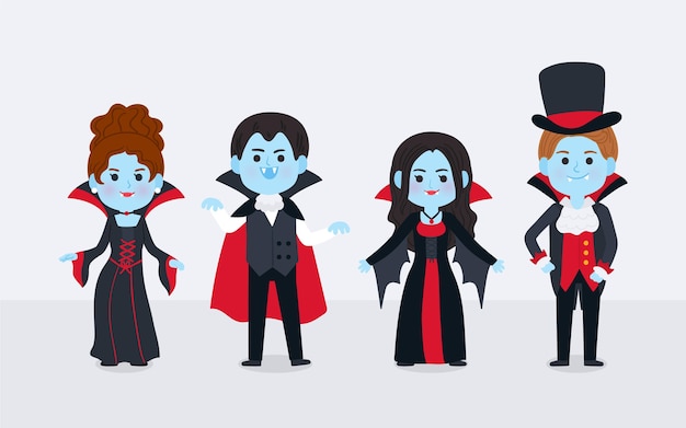 Free vector hand drawn vampire character collection