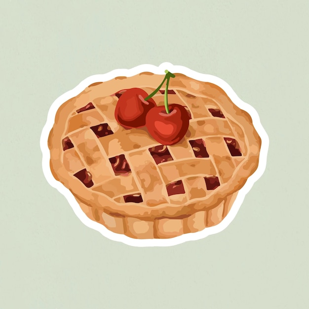 Free Vector hand drawn vectorized cherry pie sticker with a white border