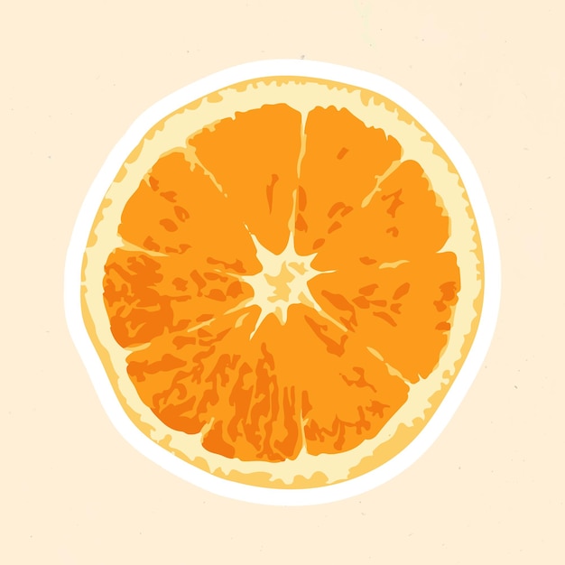 Free Vector hand drawn vectorized half of tangerine orange sticker with white border