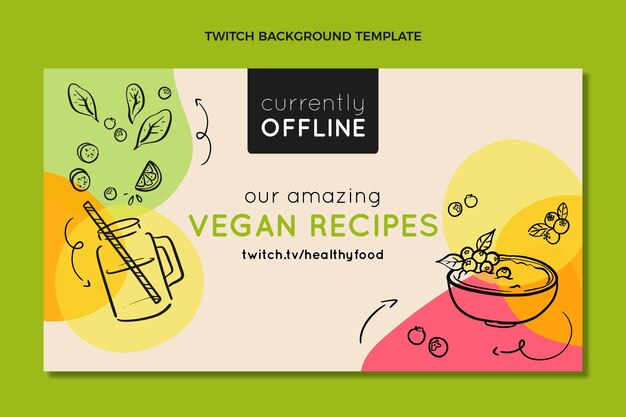 Hand drawn vegan recipes twitch background