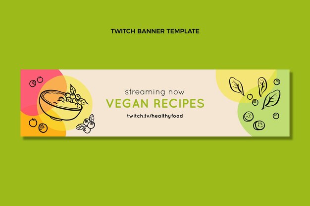 Hand drawn vegan recipes twitch banner