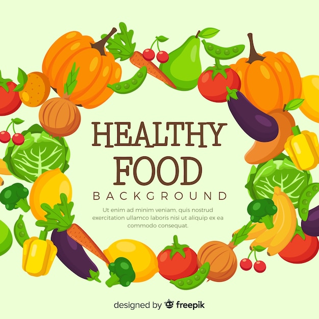 Hand drawn vegetables and fruits frame background