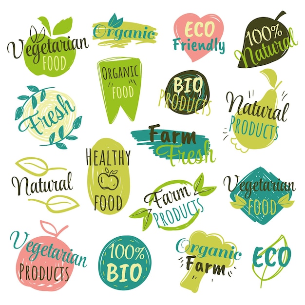 Free Vector hand drawn vegetarian badges