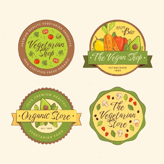 Hand drawn vegetarian badges