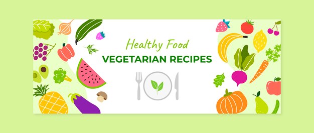 Hand drawn vegetarian food facebook cover