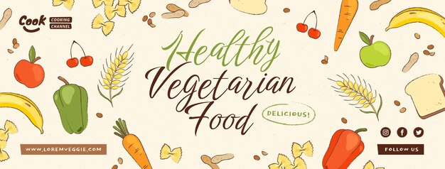 Hand drawn vegetarian food facebook cover