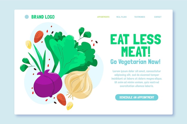 Hand drawn vegetarian food landing page