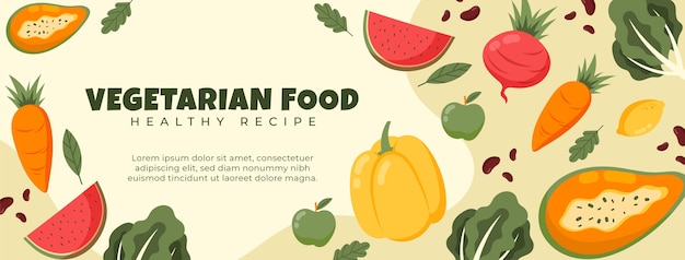 Hand drawn vegetarian food social media cover template