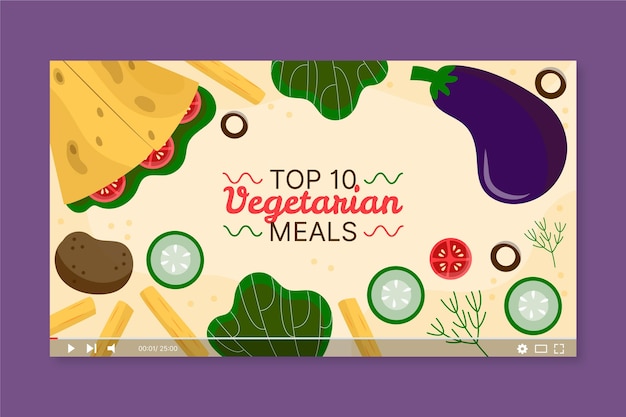 Hand drawn vegetarian meals youtube thumbnail