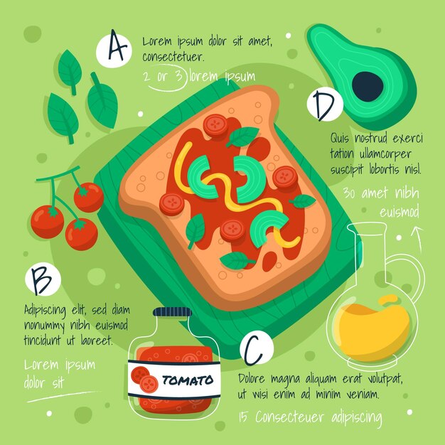 Hand drawn vegetarian recipe template