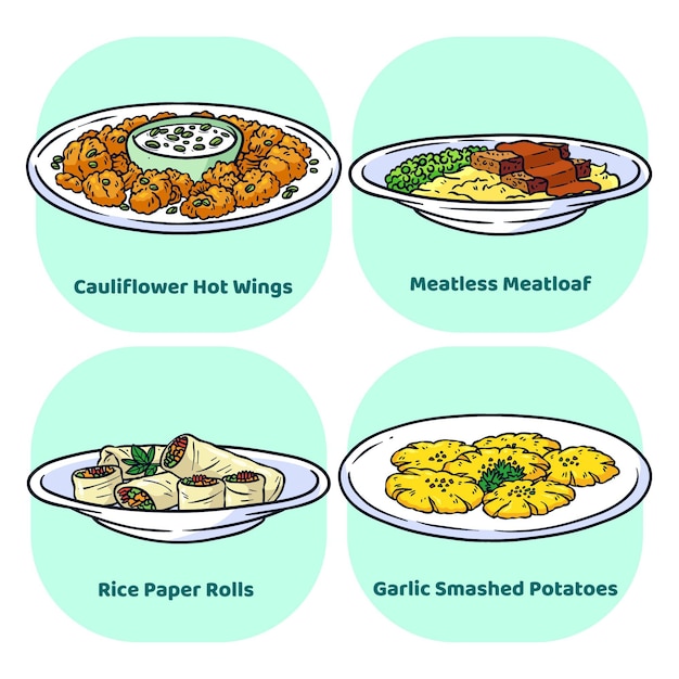 Free Vector hand drawn veggie food collection